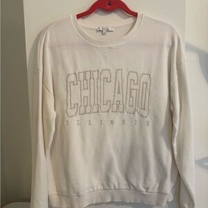 Cream Chicago Illinois Sweatshirt With Gold Embroidery
